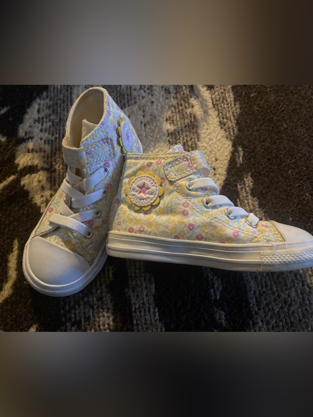 Converse Kids Yellow Floral High-Top Sneakers